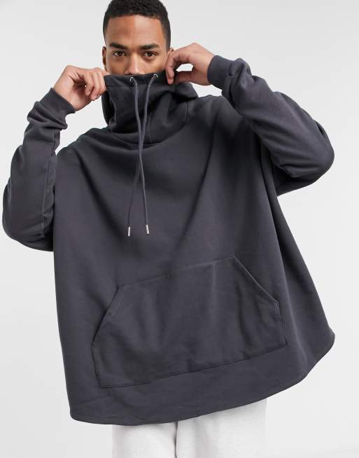 Black funnel neck hoodie new arrivals