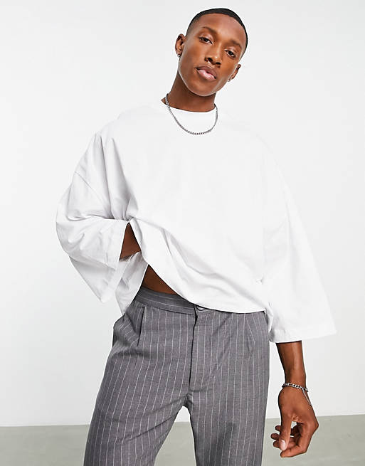  extreme oversized heavyweight long sleeve t-shirt in white 