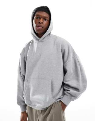 Asos Design Heavyweight Boxy Oversized Hoodie In Gray Heather In Gray