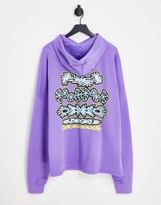 ASOS DESIGN extreme oversized hoodie in purple with graphic back print