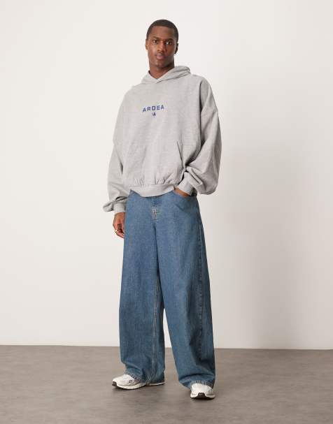 ASOS DESIGN extreme oversized hoodie with Americana style graphic in gray heather - view 1