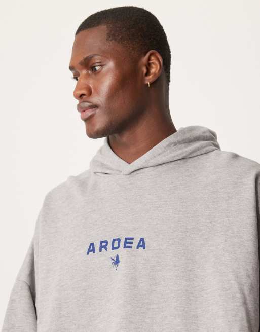 ASOS DESIGN extreme oversized hoodie with Americana style graphic in grey marl, 3 of 4
