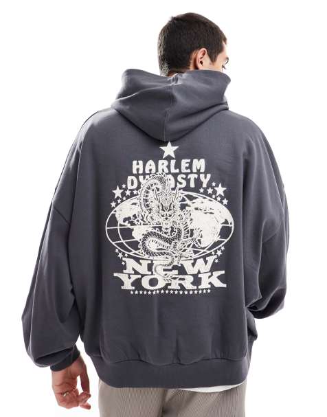ASOS DESIGN extreme oversized hoodie with back print in charcoal - view 1