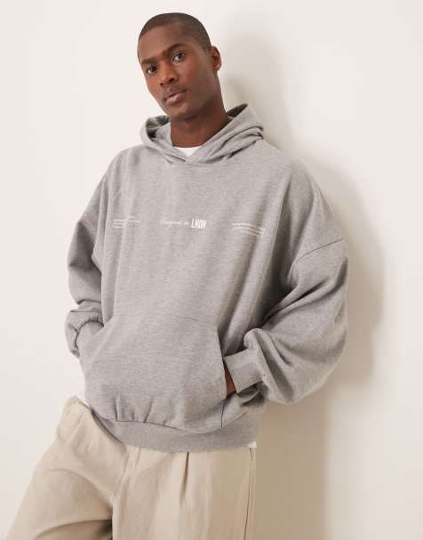 ASOS DESIGN extreme oversized hoodie with back print in grey marl - view 1