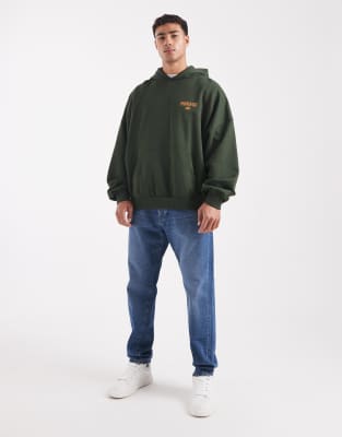 Asos Design Extreme Oversized Hoodie With Bubble Print In Green