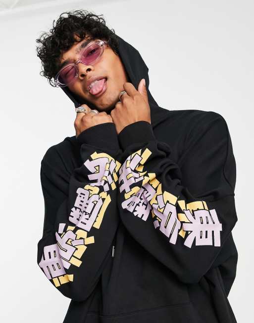 ASOS DESIGN extreme oversized hoodie with cartoon back and sleeve print in black, 3 von 4
