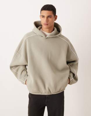 ASOS DESIGN extreme oversized hoodie with contrast tipping in khaki green