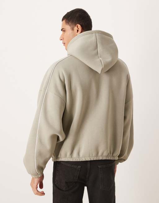 ASOS DESIGN extreme oversized hoodie with contrast tipping in khaki green, 3 of 5