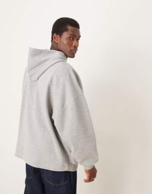 Asos Design Extreme Oversized Hoodie With Fixed Hem In Gray Heather