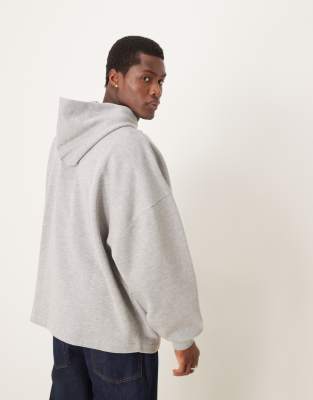 extreme oversized hoodie with fixed hem in gray heather