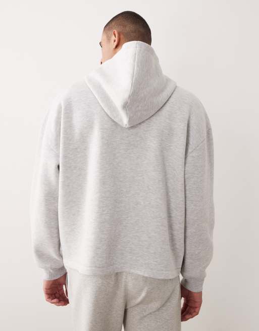 ASOS DESIGN extreme oversized hoodie with fixed hem in ice heather, 3 of 5