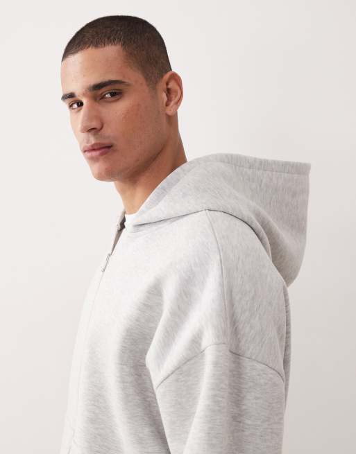 ASOS DESIGN extreme oversized hoodie with fixed hem in ice heather, 4 of 5