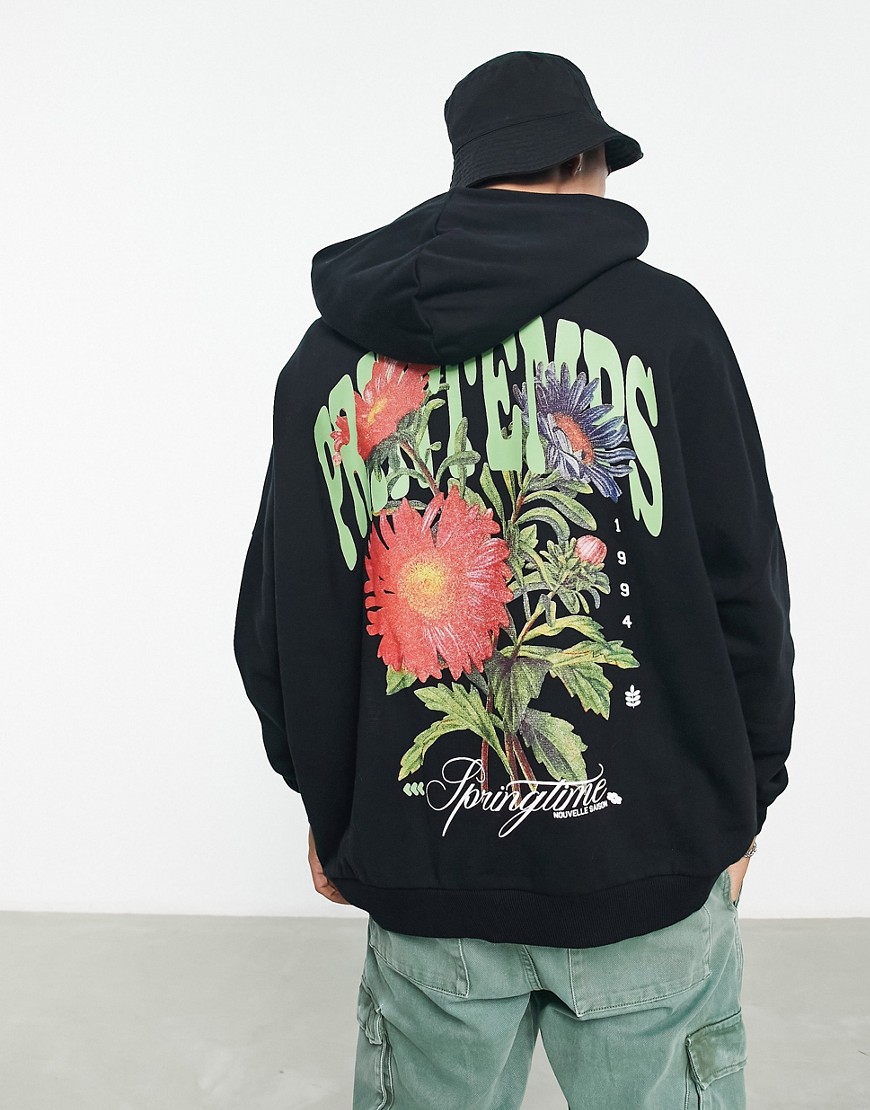ASOS DESIGN extreme oversized hoodie with photographic back print and chest print in black