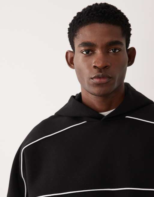 ASOS DESIGN extreme oversized hoodie with piping in black, 5 of 5