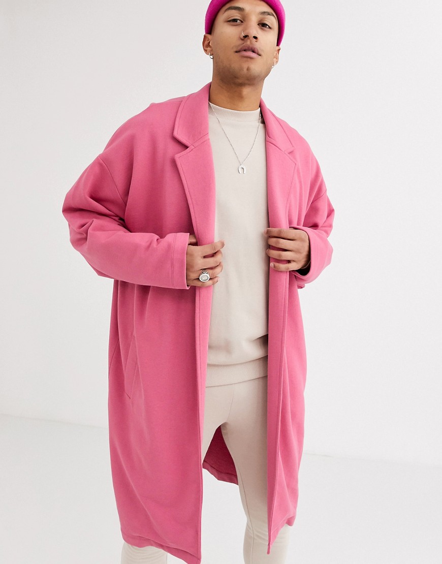 ASOS DESIGN extreme oversized jersey duster jacket in pink