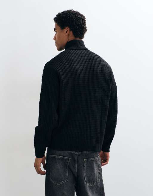 ASOS DESIGN extreme oversized knitted half zip jumper in black, 4 of 5