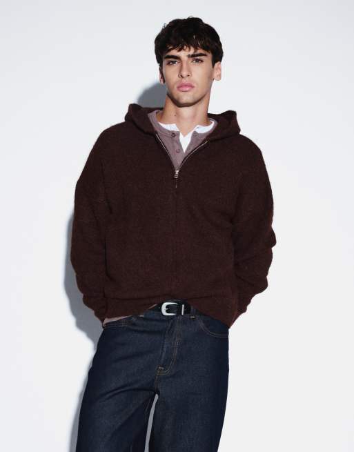ASOS DESIGN extreme oversized knitted hoodie in brown, 2 of 5
