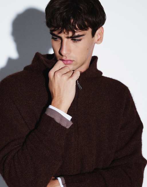 ASOS DESIGN extreme oversized knitted hoodie in brown, 4 of 5
