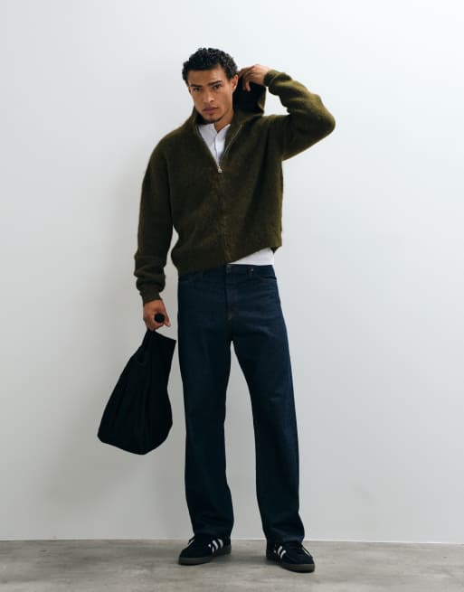 ASOS DESIGN extreme oversized knitted hoodie in khaki, 2 of 5