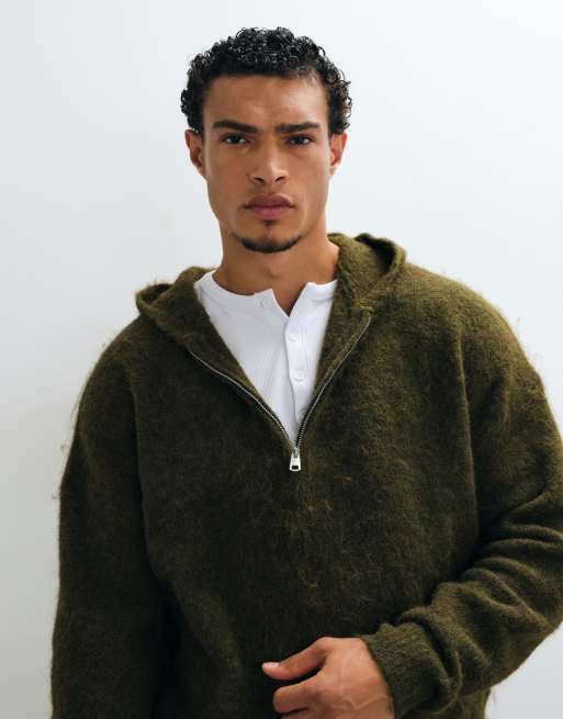ASOS DESIGN extreme oversized knitted hoodie in khaki, 3 of 5