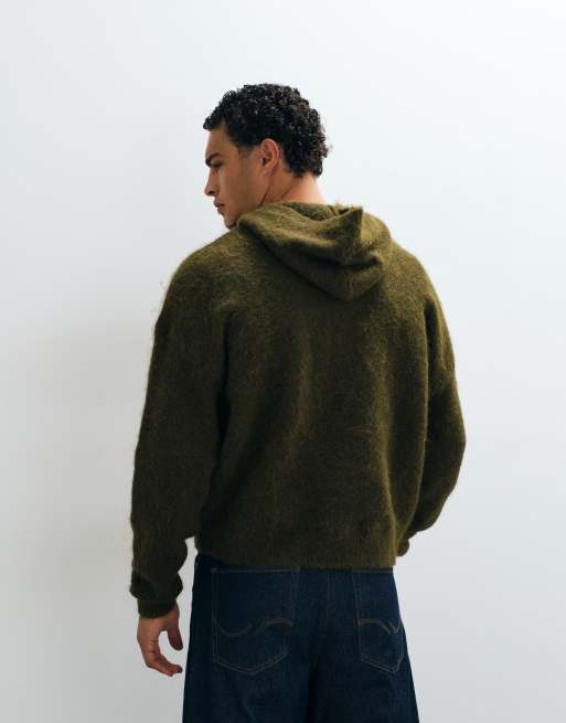 ASOS DESIGN extreme oversized knitted hoodie in khaki, 4 of 5