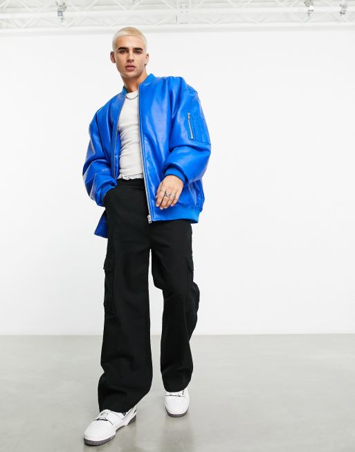 Cobalt blue bomber jacket sale