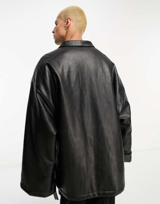 Asos leather 2025 look jacket