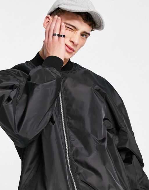 ASOS DESIGN lightweight bomber jacket in black