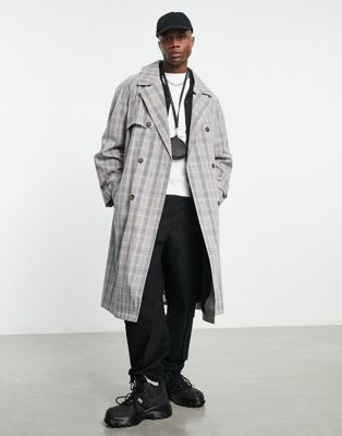 ASOS DESIGN extreme oversized lightweight trench coat in check