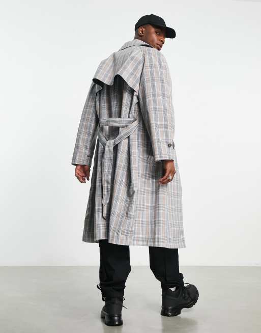 Checked trench coat clearance mens