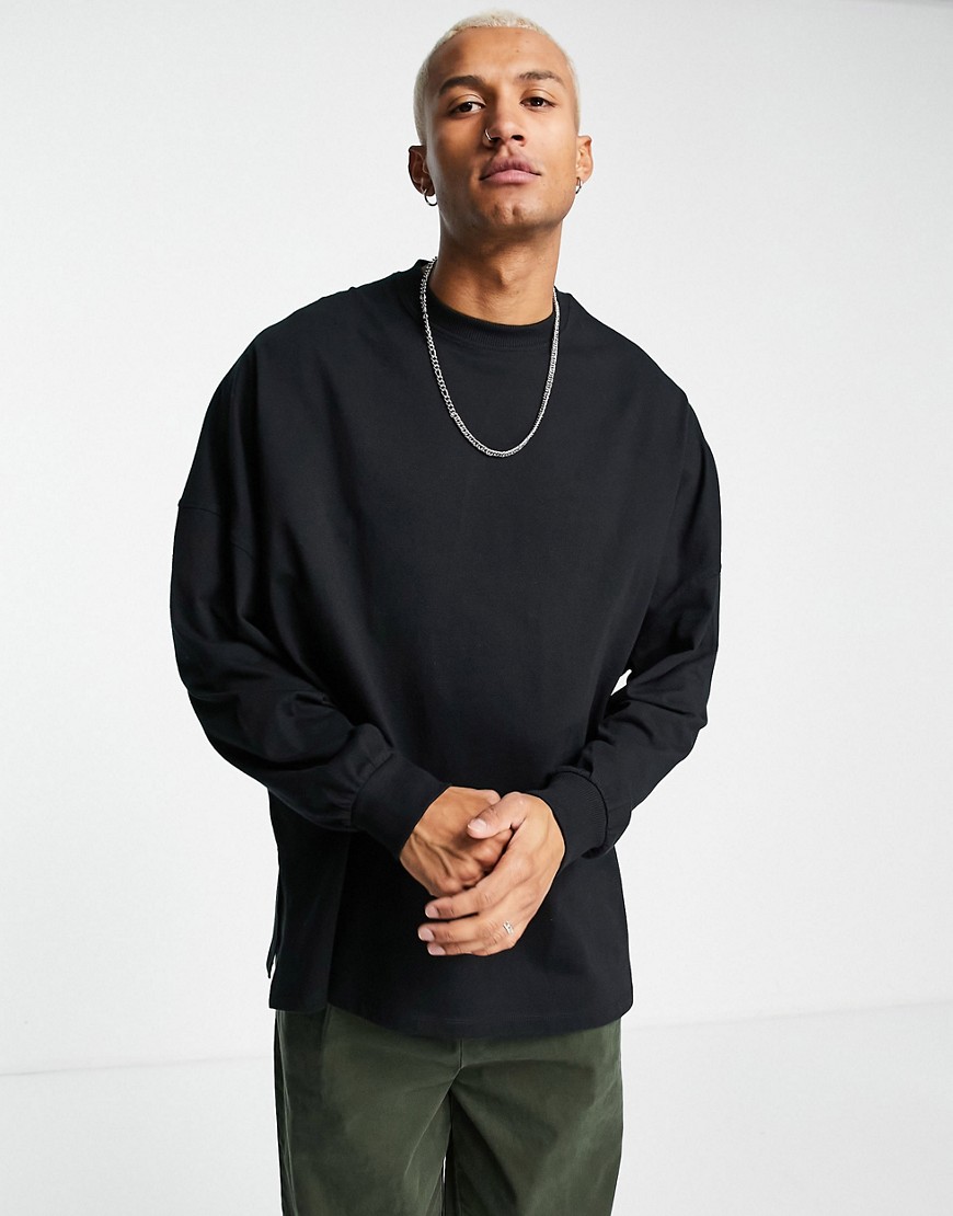 ASOS DESIGN extreme oversized long sleeve t-shirt with balloon sleeve in black-Grey