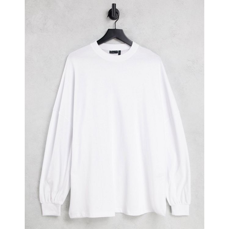 ASOS DESIGN extreme oversized long sleeve t-shirt with balloon sleeve in  white