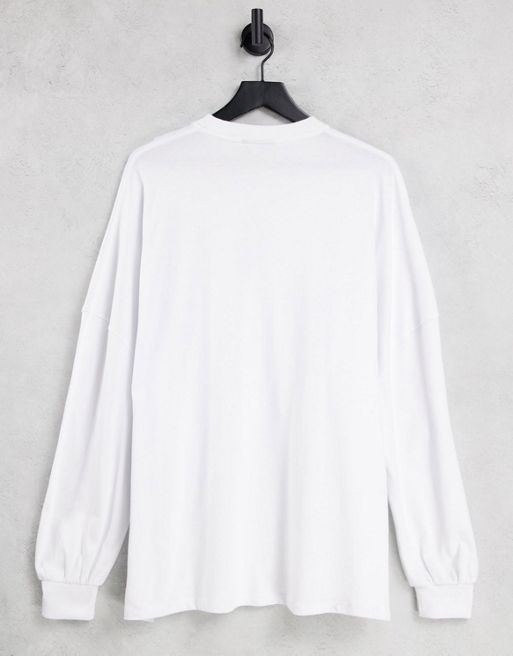 ASOS DESIGN extreme oversized long sleeve t-shirt with balloon sleeve in  white