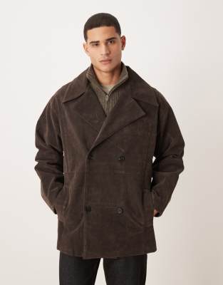 Asos Design Extreme Oversized Mid Length Jacket In Brown