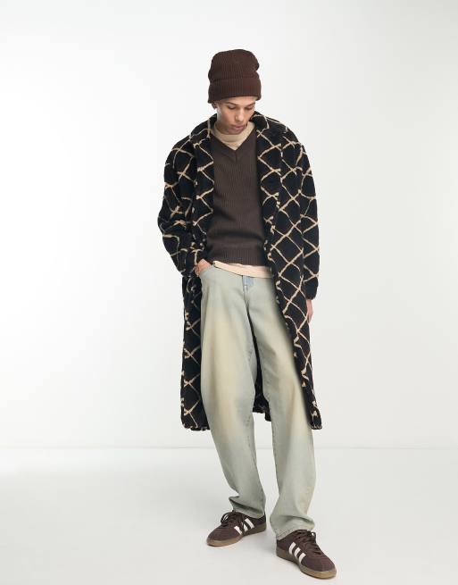 ASOS Design Extreme Oversized Monogram Wool Look Car Coat