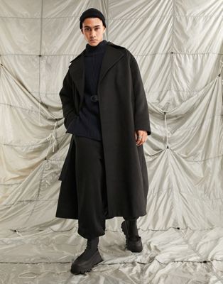 ASOS DESIGN extreme oversized wool mix overcoat in black