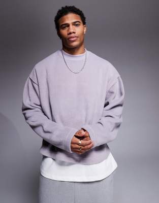Asos Design Extreme Oversized Polar Fleece Sweatshirt In Gray