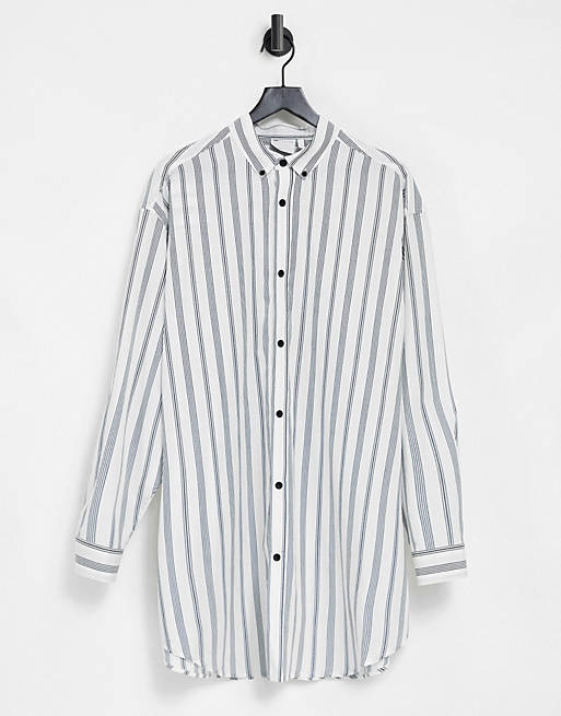 Shirts extreme oversized poplin print shirt in retro stripe 