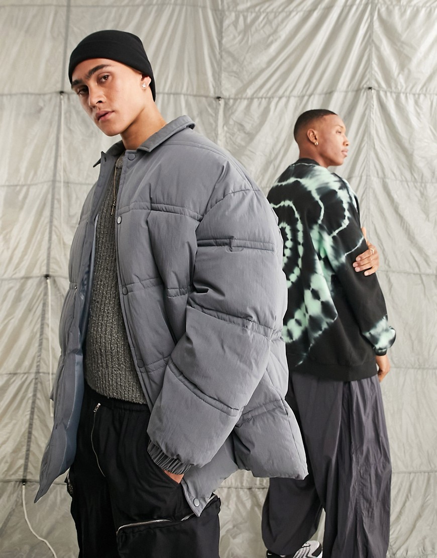 ASOS DESIGN extreme oversized puffer jacket in dark gray