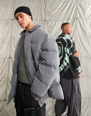 ASOS DESIGN extreme oversized puffer jacket in dark grey