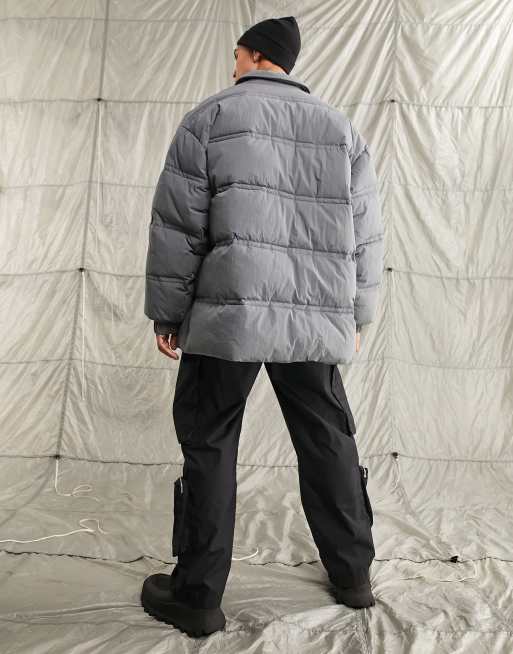 Grey oversized cheap puffer jacket