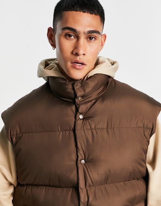 ASOS DESIGN puffer vest in brown