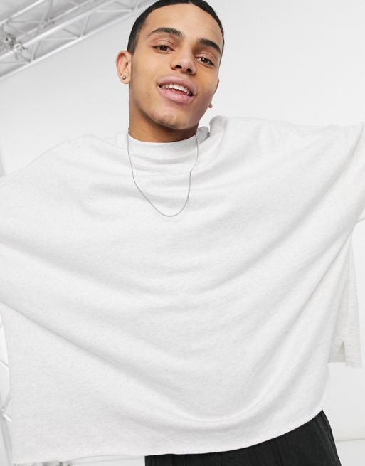 ASOS DESIGN oversized sweatshirt with raw hem in cream