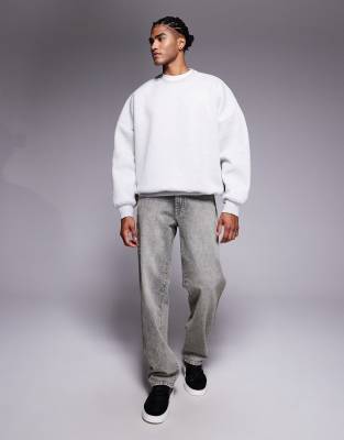 Asos Design Extreme Oversized Scuba-style Fabric Sweatshirt In White