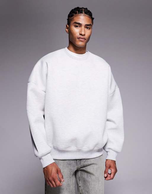 ASOS DESIGN extreme oversized scuba-style fabric sweatshirt in white marl