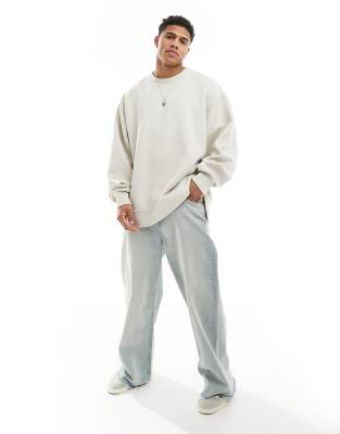 ASOS DESIGN ASOS DESIGN extreme oversized scuba sweatshirt in beige with hem detail-Grey