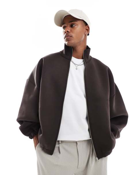 ASOS DESIGN extreme oversized scuba track jacket in brown - view 1