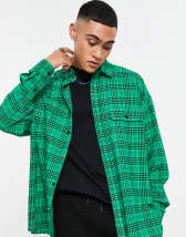 ASOS DESIGN 90s oversized brushed flannel plaid shirt in orange