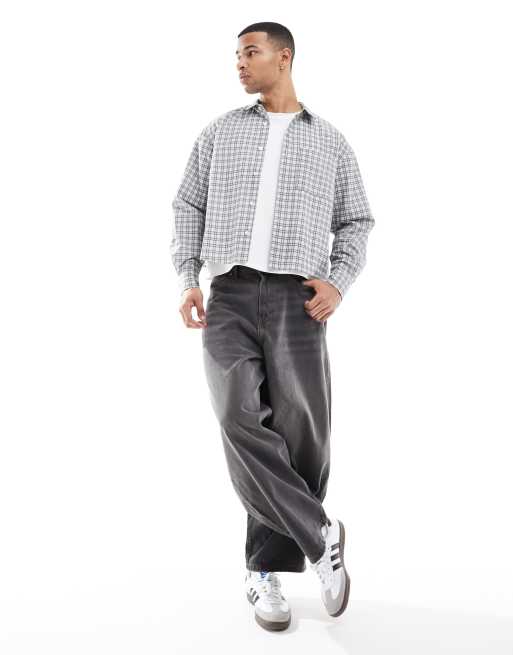 ASOS DESIGN extreme oversized shirt in brown plaid 