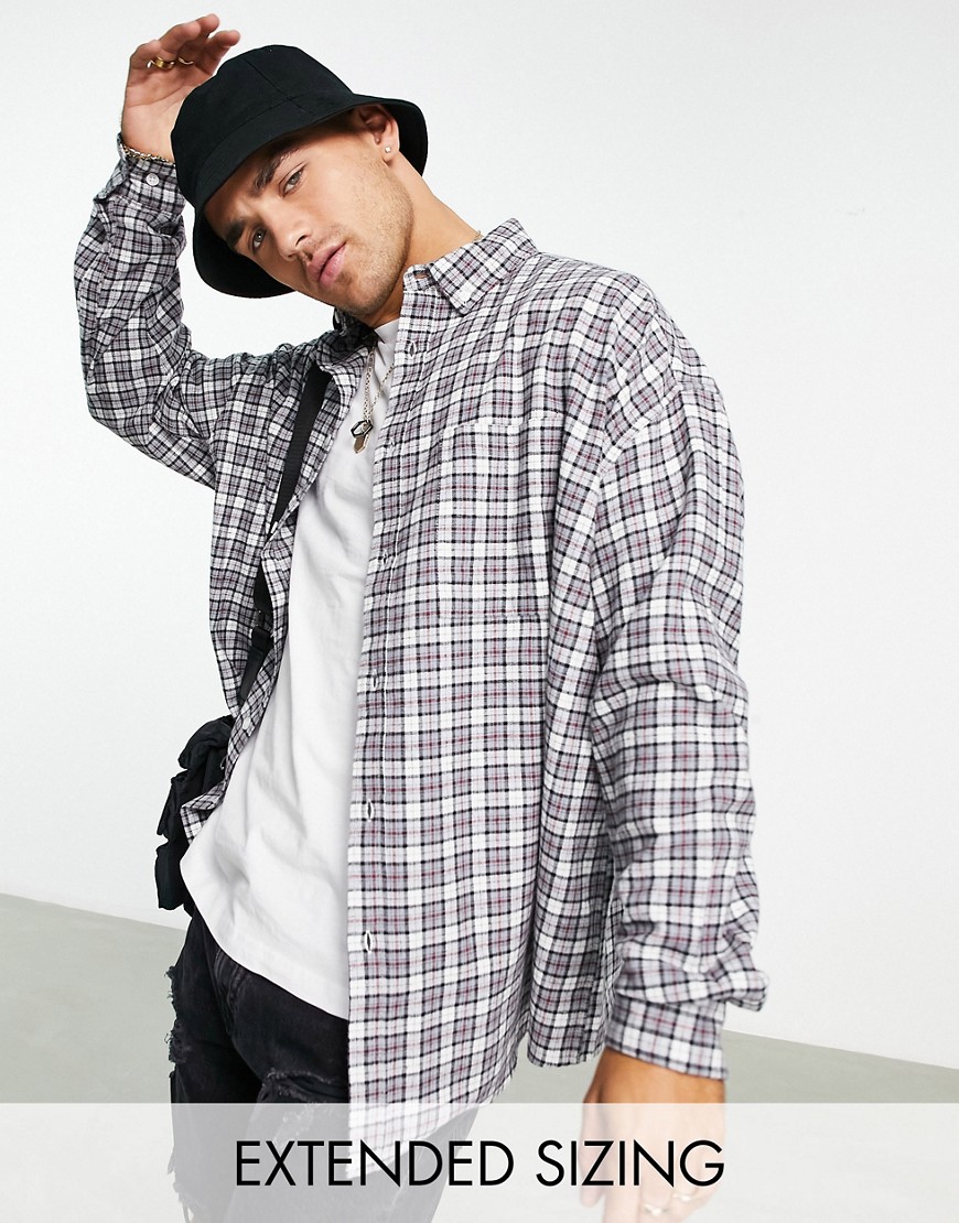 ASOS DESIGN extreme oversized shirt in gray vintage inspired dad check